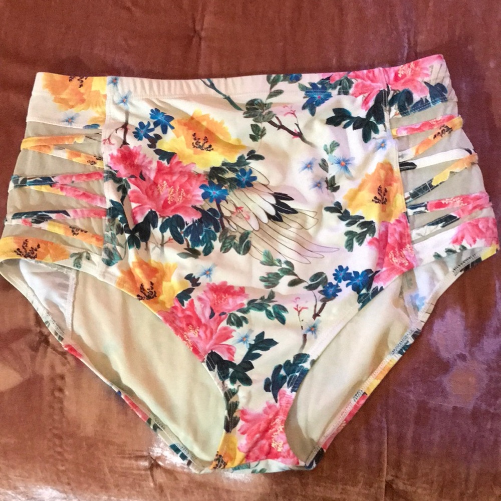 High waist floral swimsuit bottom
